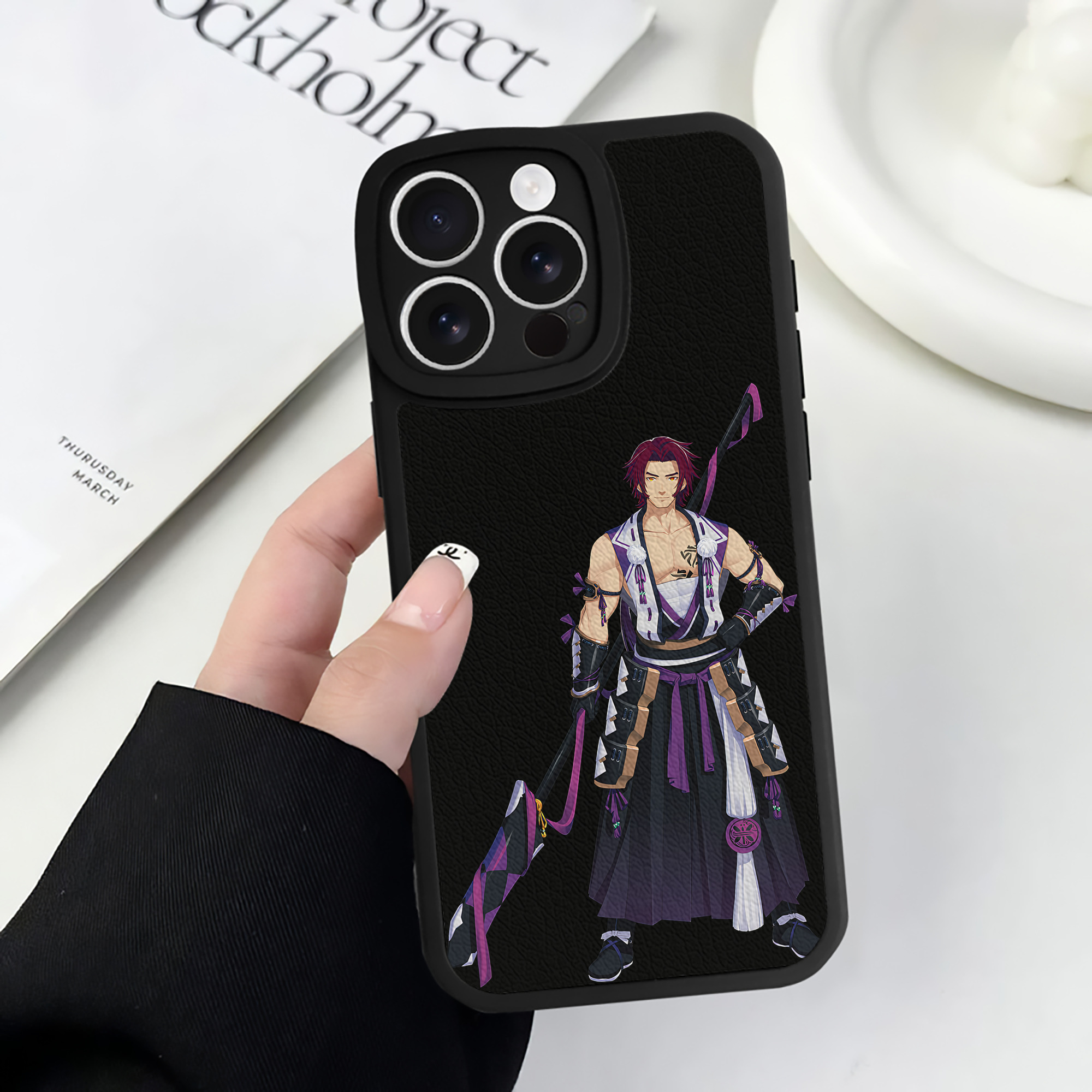 （画像用） 刀剣乱舞 Touken Ranbu 【iPhone 16シリーズ対応】シリコンスマホケース（レザー調） 材質：シリコン